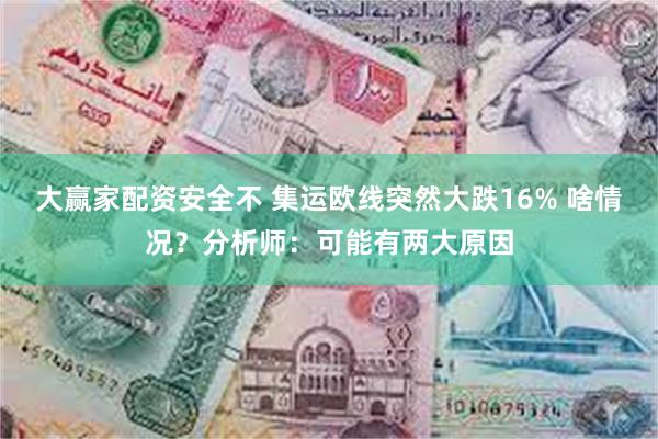 大赢家配资安全不 集运欧线突然大跌16% 啥情况？分析师：可能有两大原因