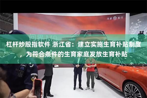 杠杆炒股指软件 浙江省：建立实施生育补贴制度，为符合条件的生育家庭发放生育补贴