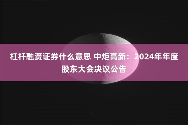 杠杆融资证券什么意思 中炬高新：2024年年度股东大会决议公告