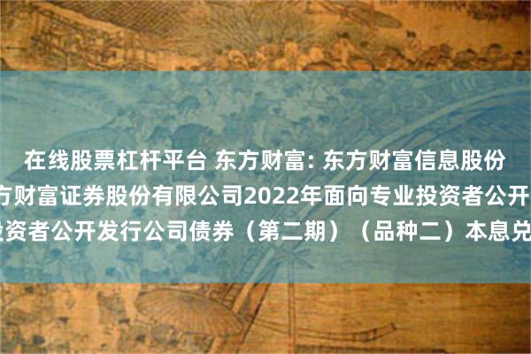 在线股票杠杆平台 东方财富: 东方财富信息股份有限公司关于子公司东方财富证券股份有限公司2022年面向专业投资者公开发行公司债券（第二期）（品种二）本息兑付暨摘牌的公告
