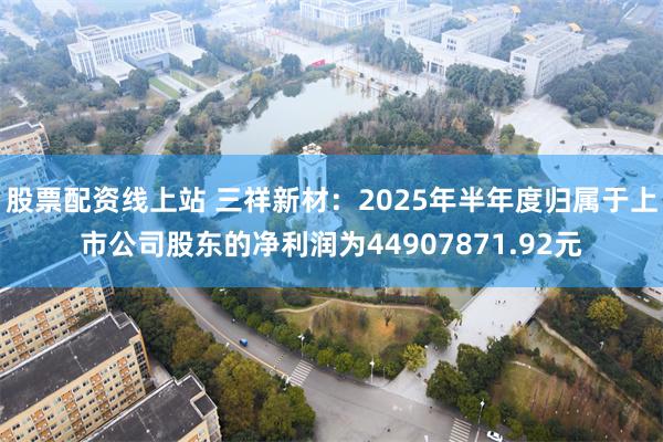股票配资线上站 三祥新材：2025年半年度归属于上市公司股东的净利润为44907871.92元