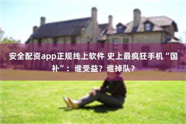 安全配资app正规线上软件 史上最疯狂手机“国补”：谁受益？谁掉队？