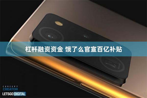 杠杆融资资金 饿了么官宣百亿补贴